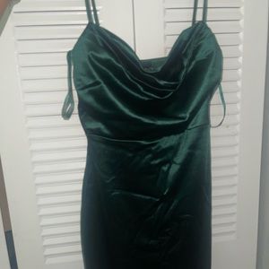 Hunter green silk/satin formal dress